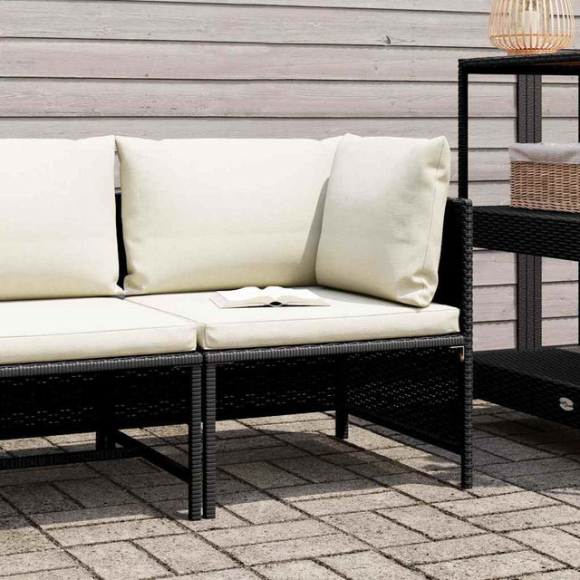 Vidaxl hoekbank sectioneel met kussens poly rattan zwart