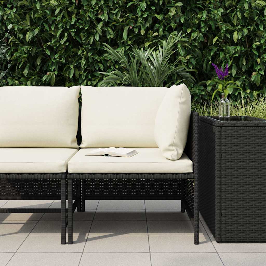 Vidaxl hoekbank sectioneel met kussens poly rattan zwart