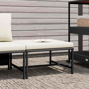 Vidaxl voetensteun sectioneel met kussen poly rattan zwart