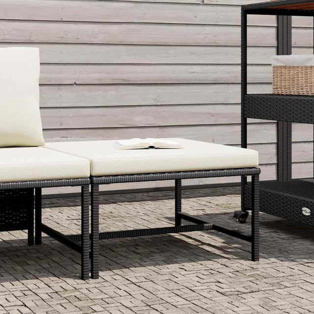 Vidaxl voetensteun sectioneel met kussen poly rattan zwart