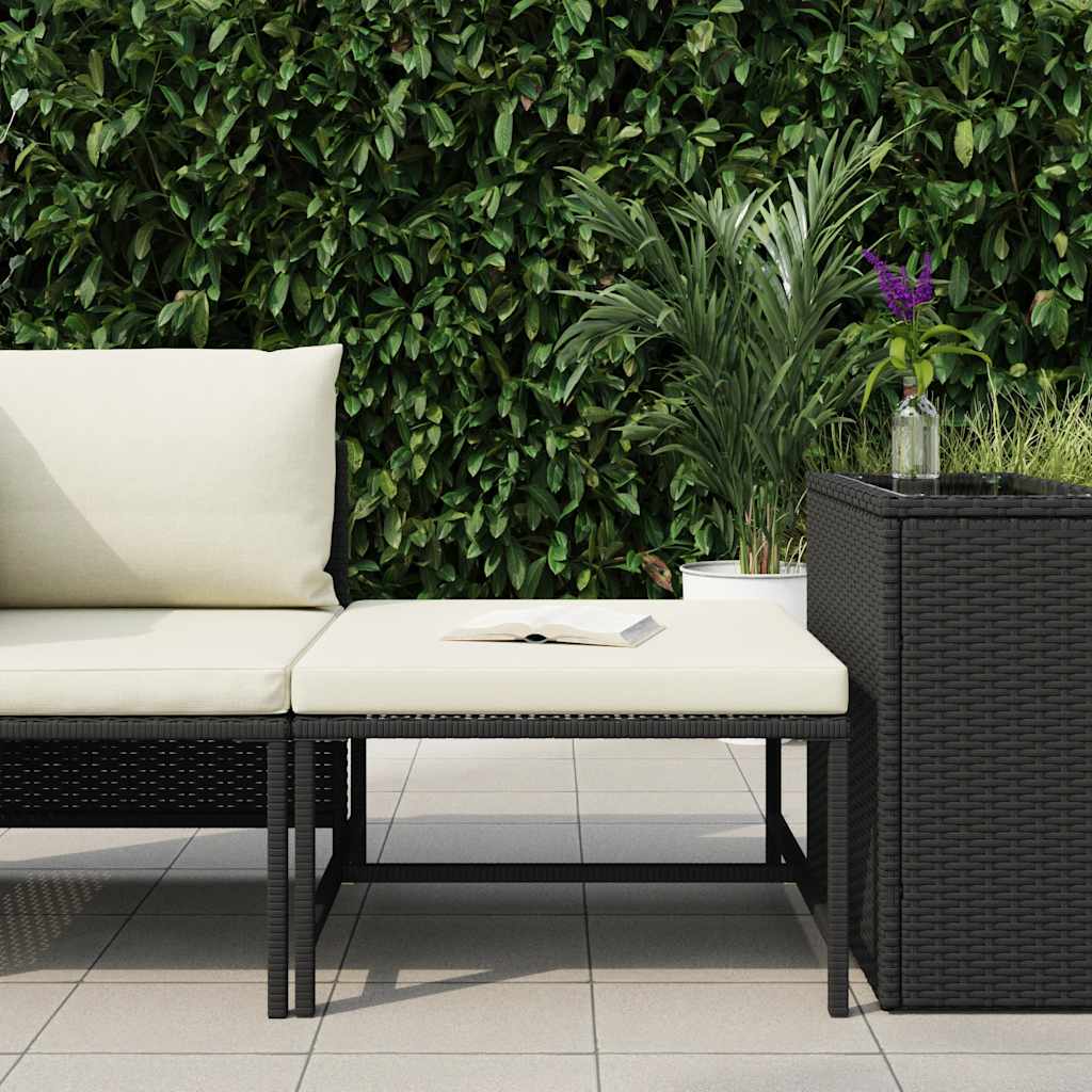 Vidaxl voetensteun sectioneel met kussen poly rattan zwart
