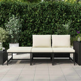 Vidaxl 3-delige loungeset met kussens poly rattan zwart