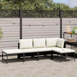 Vidaxl 5-delige loungeset met kussens poly rattan zwart