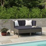 Vidaxl 4-delige loungeset met kussens poly rattan grijs