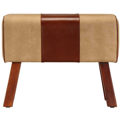 Vidaxl bankje turnbok 58 cm echt leer en massief mangohout bruin