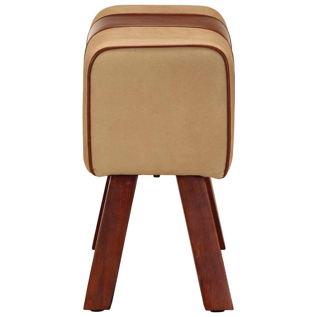Vidaxl bankje turnbok 58 cm echt leer en massief mangohout bruin