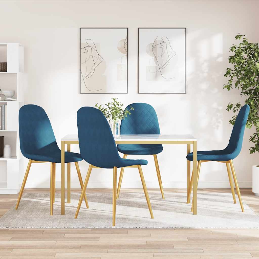 Vidaxl eetkamerstoelen 4 st fluweel blauw