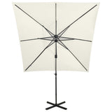 Vidaxl-schwimmendes Parasol mit Stangen und LED-Beleuchtung 250 cm sandfarben