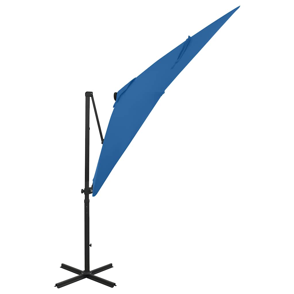 Vidaxl schwimmend Parasol mit Pol und LED -Beleuchtung 250 cm Azurblau
