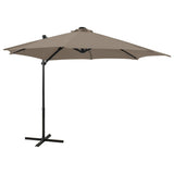 Vidaxl -schwimmendes Parasol mit Pol und LED -Beleuchtung 300 cm Taupe