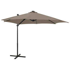 Vidaxl -schwimmendes Parasol mit Pol und LED -Beleuchtung 300 cm Taupe