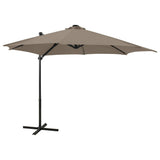 Vidaxl -schwimmendes Parasol mit Pol und LED -Beleuchtung 300 cm Taupe