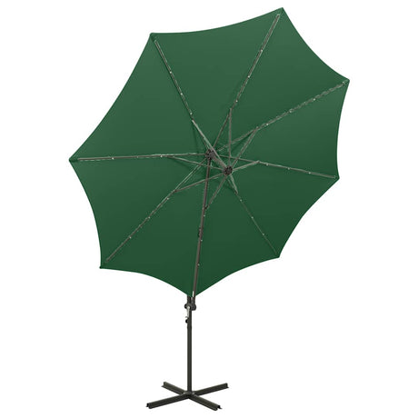 Vidaxl -schwimmendes Parasol mit Pol und LED -Beleuchtung 300 cm Grün