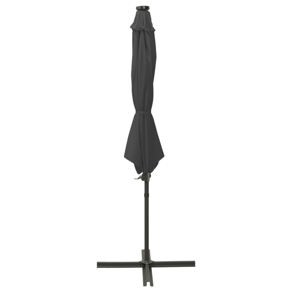 Vidaxl schwimmend Parasol mit Pol und LED -Beleuchtung 300 cm Anthrazitfarbe