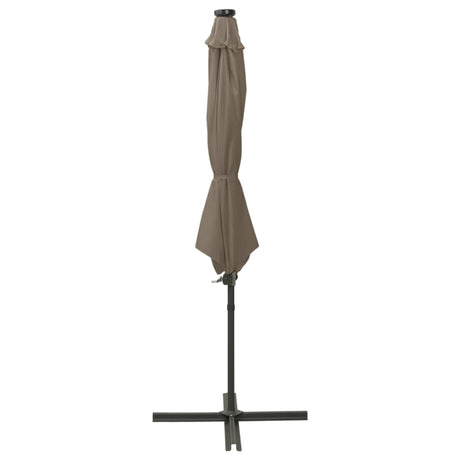 Vidaxl -schwimmendes Parasol mit Pol und LED -Beleuchtung 300 cm Taupe