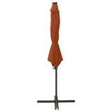 Vidaxl -schwimmendes Parasol mit Pol und LED -Beleuchtung 300 cm Terrakotta Farbe