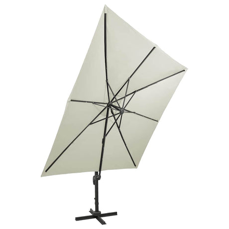 Vidaxl-schwimmendes Parasol mit Stangen und LED-Beleuchtung 300 cm sandfarben