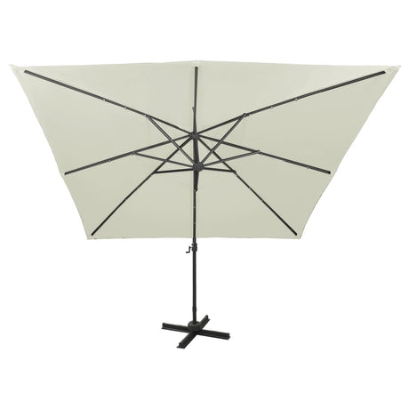 Vidaxl-schwimmendes Parasol mit Stangen und LED-Beleuchtung 300 cm sandfarben