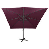 Vidaxl schwimmend Parasol mit Pol und LED -Beleuchtung 300 cm Bordeaux Rot