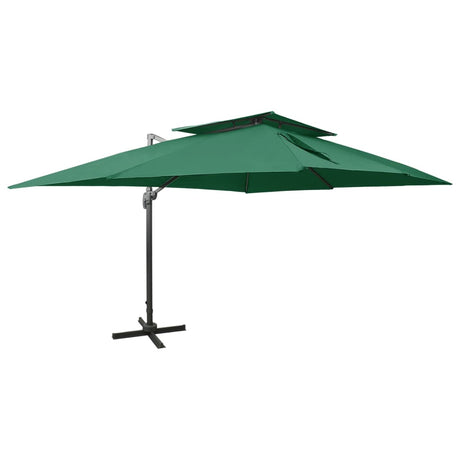 Vidaxl -schwimmendes Parasol mit Doppeldach 400x300 cm Grün