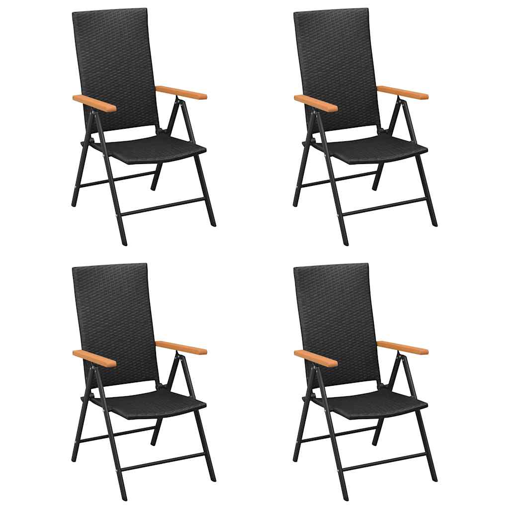 Vidaxl opklapbare stoelen, 4 stuks, van polyrotan, zwart.