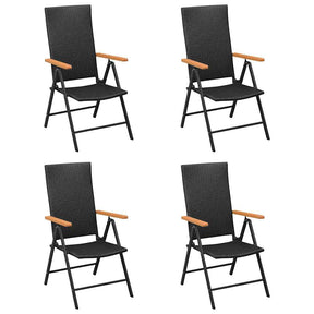 Vidaxl opklapbare stoelen, 4 stuks, van polyrotan, zwart.
