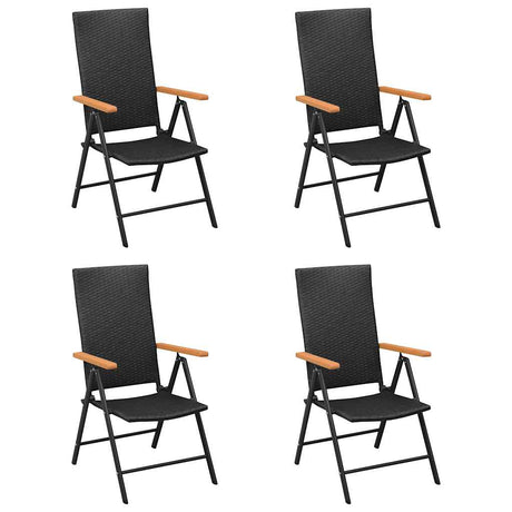Vidaxl opklapbare stoelen, 4 stuks, van polyrotan, zwart.