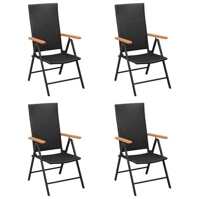 Vidaxl opklapbare stoelen, 4 stuks, van polyrotan, zwart.