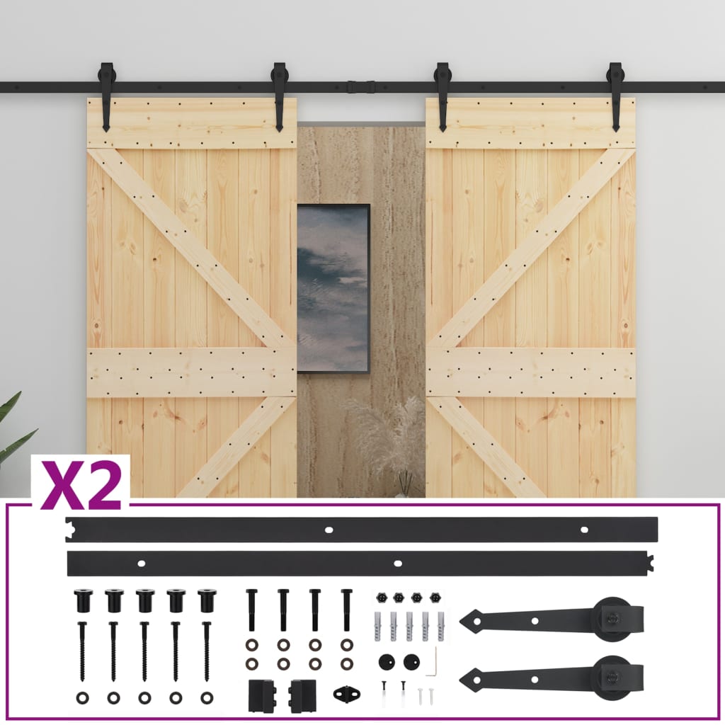 Vidaxl -Schiebetür mit Teig 90x210 cm Festkiefer