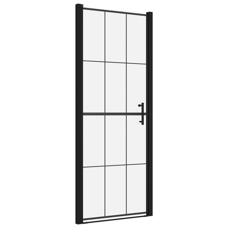 VIDAXL -Duschtür 91x195 cm gehärtetes Glas schwarz