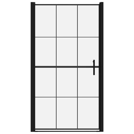 VIDAXL Duschtür 100x178 cm gehärtetes Glas schwarz