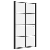 VIDAXL Duschtür 100x178 cm gehärtetes Glas schwarz