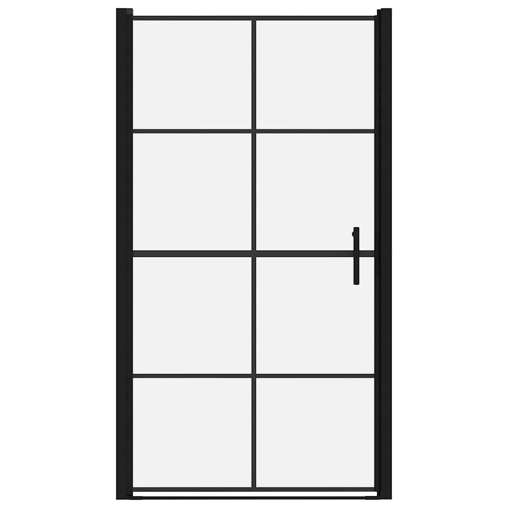 VIDAXL Duschtür 100x178 cm gehärtetes Glas schwarz