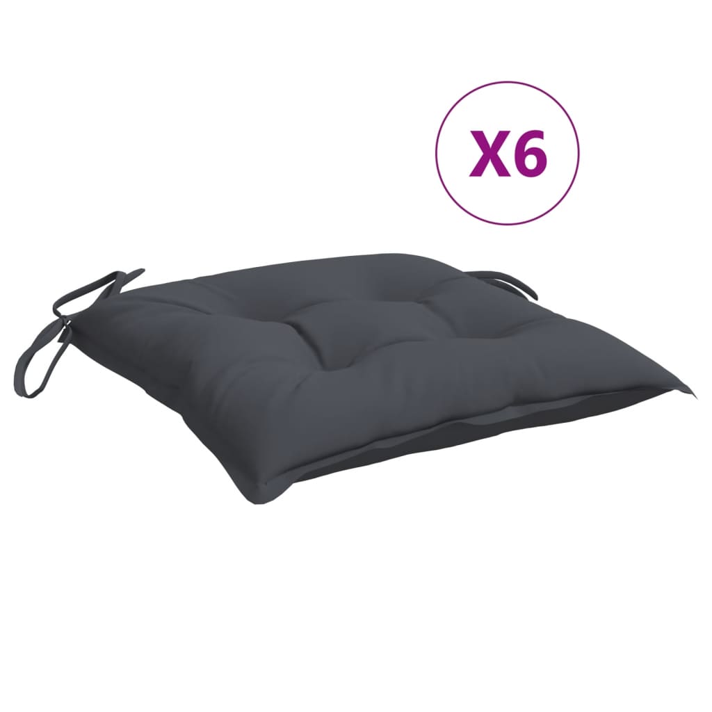 VIDAXL -Stuhlkissen 6 PCs 40x40x7 cm Oxford Stoffanthrazit -gelöscht