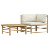 Vidaxl 2-delige loungeset met crèmewitte kussens bamboe