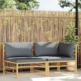 Vidaxl 2-delige loungeset met donkergrijze kussens bamboe