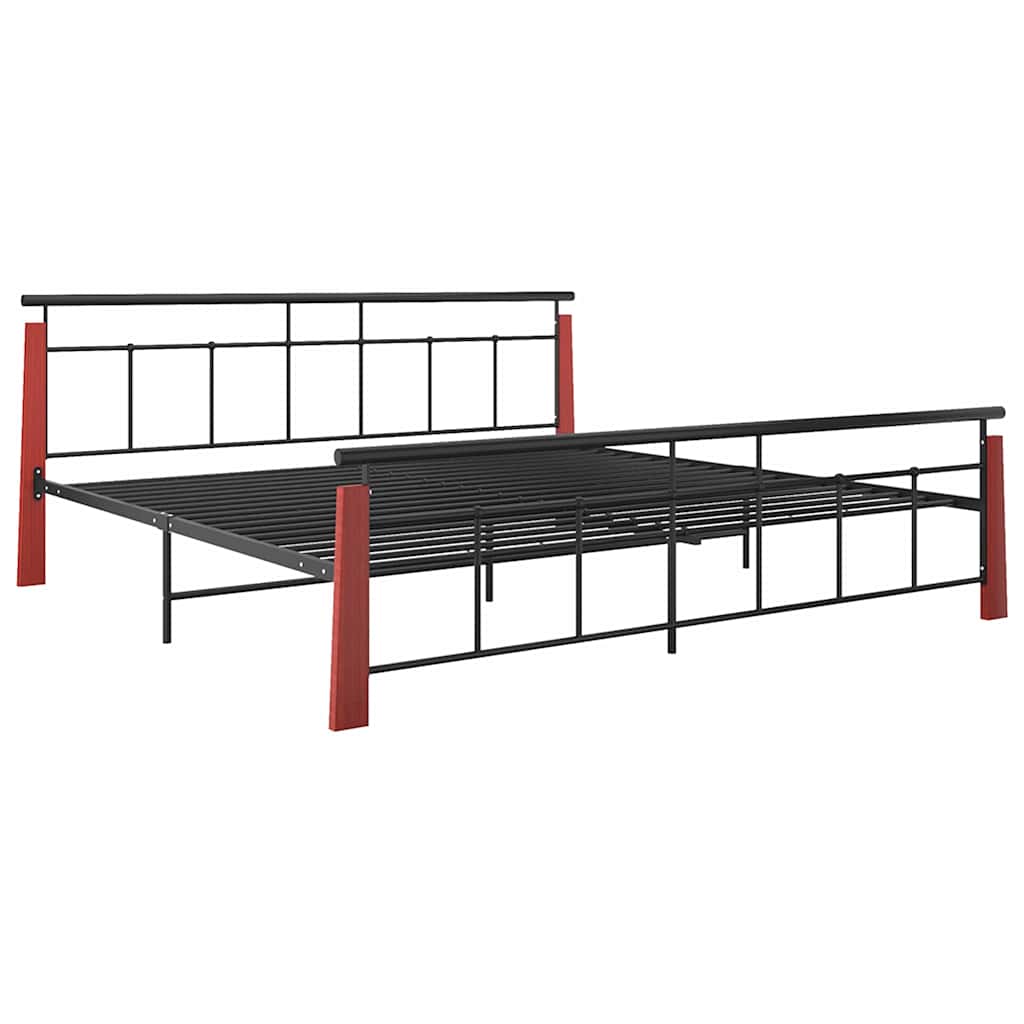 Vidaxl bedframe metaal en massief eikenhout 200x200 cm