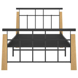 Vidaxl bedframe metaal en massief eikenhout 100x200 cm