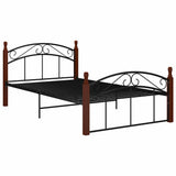 Vidaxl bedframe metaal en massief eikenhout zwart 120x200 cm