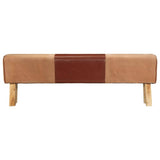 Vidaxl bankje turnbok 160 cm echt leer en massief acaciahout bruin
