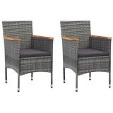 Vidaxl 3-delige bistroset poly rattan en gehard glas grijs