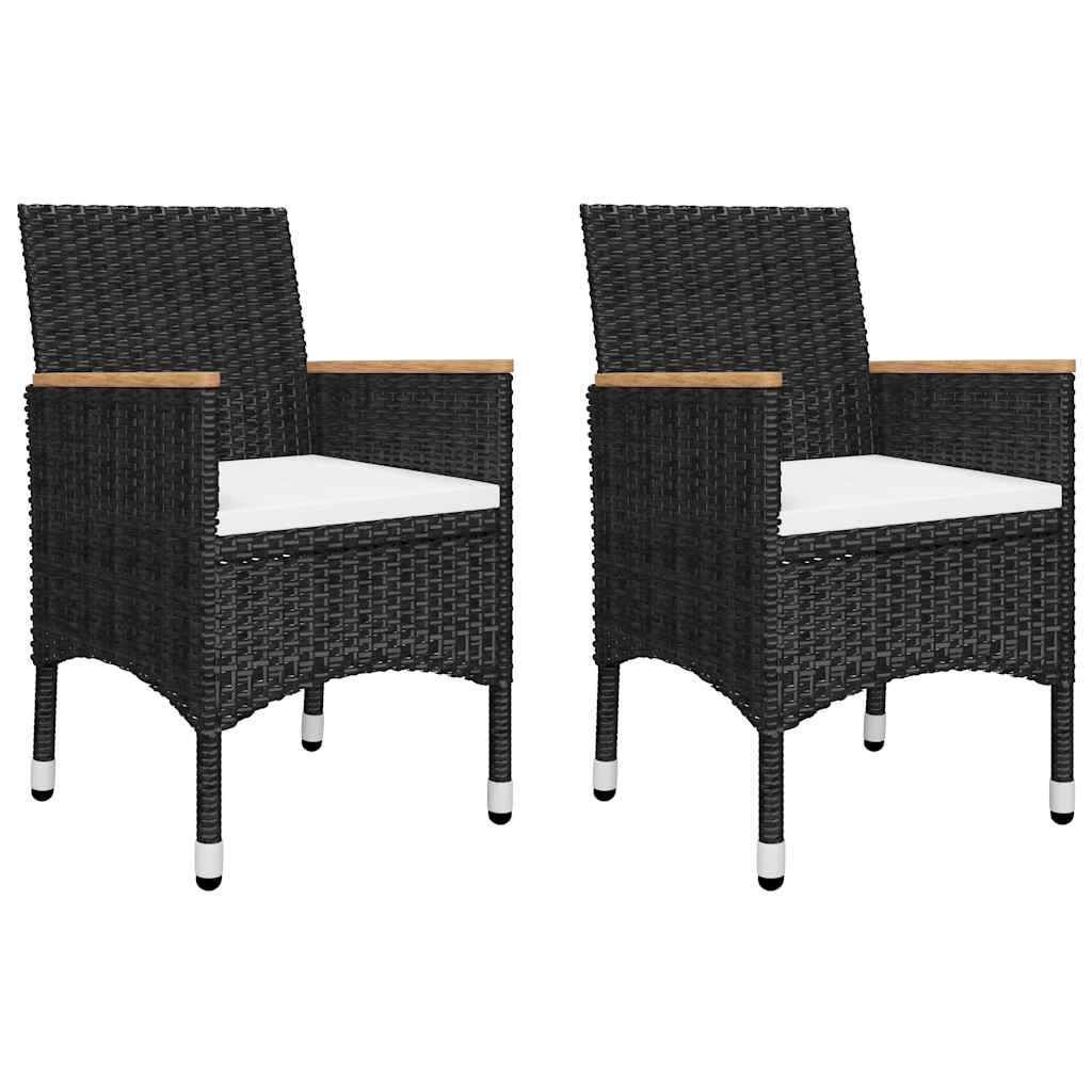 Vidaxl 3-delige bistroset poly rattan en acaciahout zwart