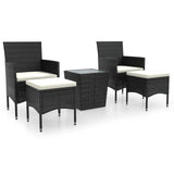 Vidaxl 5-delige bistroset poly rattan en gehard glas zwart