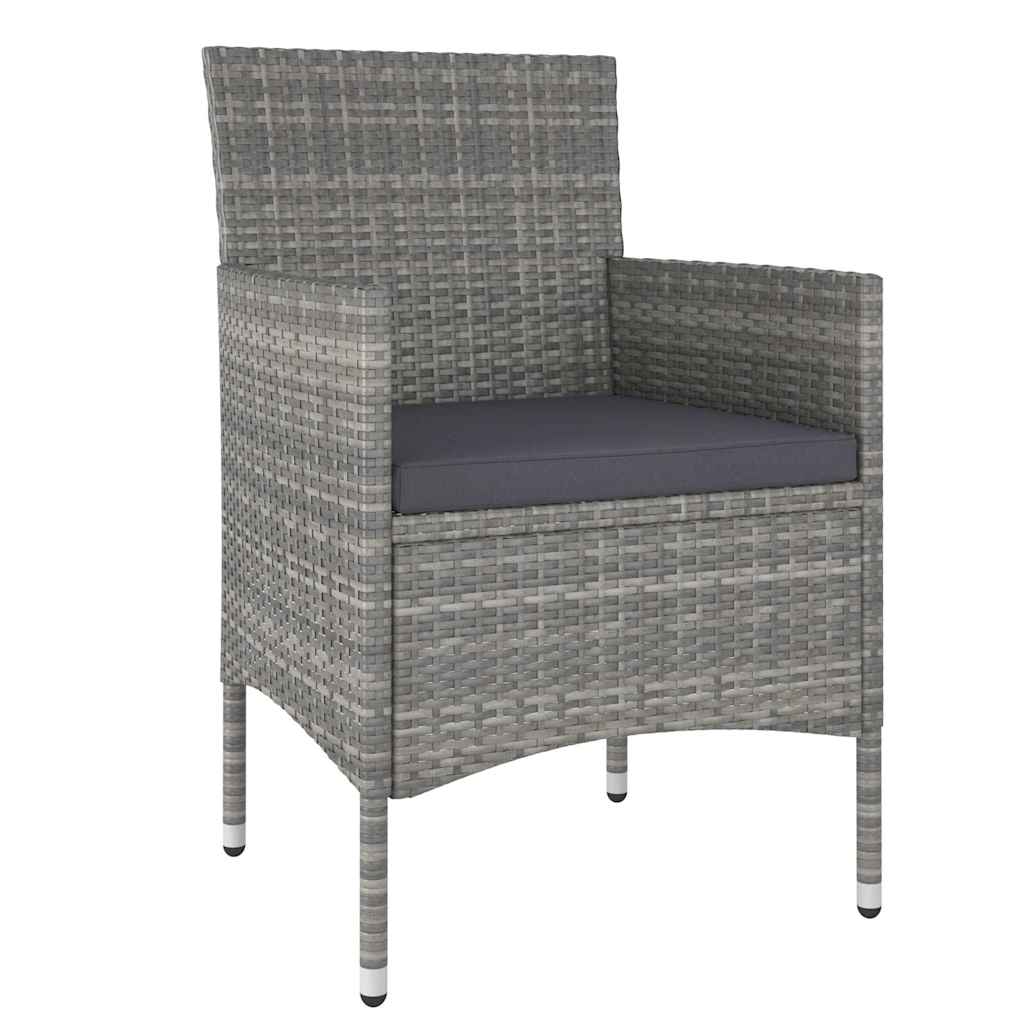 Vidaxl 5-delige bistroset poly rattan en gehard glas grijs