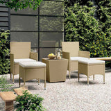 Vidaxl 5-delige bistroset poly rattan en gehard glas beige
