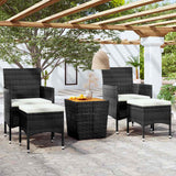 Vidaxl 5-delige bistroset poly rattan en massief acaciahout zwart