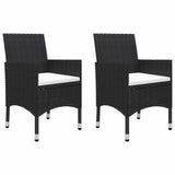 Vidaxl 3-delige bistroset poly rattan en gehard glas zwart