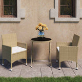 Vidaxl 3-delige bistroset poly rattan en gehard glas beige