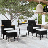 Vidaxl 5-delige bistroset poly rattan en gehard glas zwart