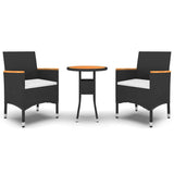 Vidaxl 3-delige tuinset poly rattan zwart